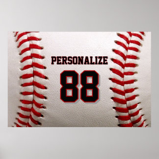Baseball Softball Custom Name and Number Poster