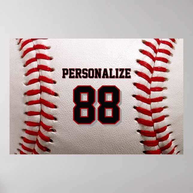 Baseball Softball Custom Name and Number Poster (Front)