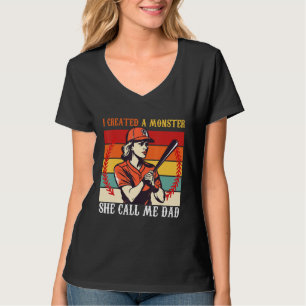 Baseball Softball Dad I Created A Monster She Call T-Shirt