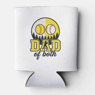 Baseball Softball Dad of Both Vintage Vector Desig Can Cooler