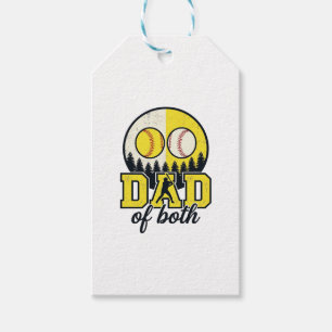Baseball Softball Dad of Both Vintage Vector Desig Gift Tags