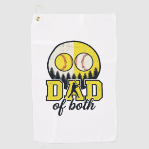Baseball Softball Dad of Both Vintage Vector Desig Golf Towel