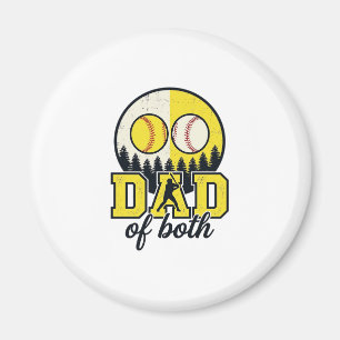 Baseball Softball Dad of Both Vintage Vector Desig Magnet