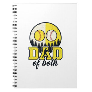 Baseball Softball Dad of Both Vintage Vector Desig Notebook