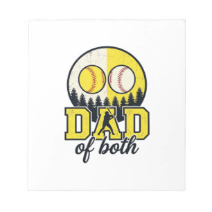 Baseball Softball Dad of Both Vintage Vector Desig Notepad