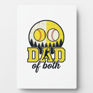 Baseball Softball Dad of Both Vintage Vector Desig Plaque