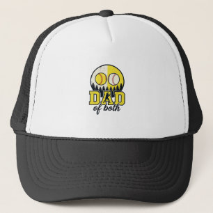 Baseball Softball Dad of Both Vintage Vector Desig Trucker Hat