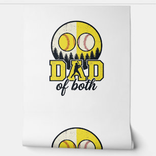 Baseball Softball Dad of Both Vintage Vector Desig Wallpaper