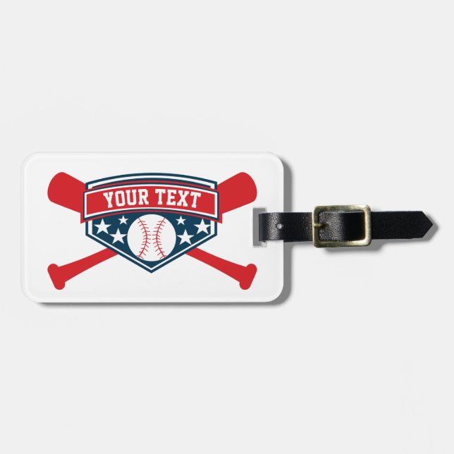 Baseball Softball Emblem Personalise Luggage Tag (Front Horizontal)