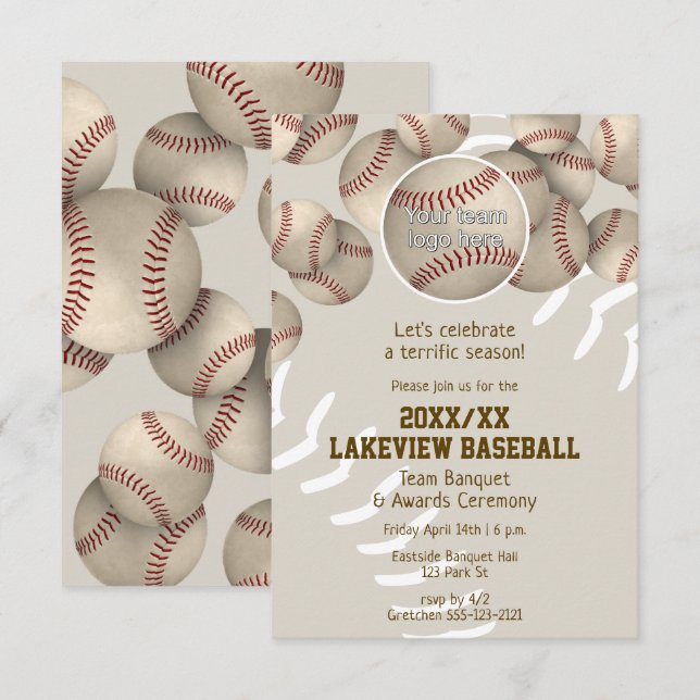 baseball softball end of season banquet awards invitation (Front/Back)
