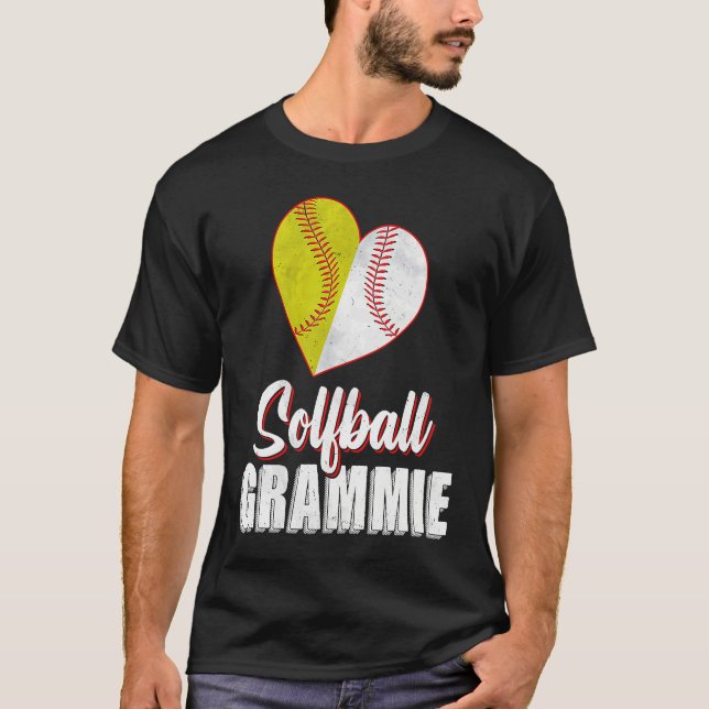 Baseball Softball Grammie Heart Ball Mothers Day S T-Shirt (Front)