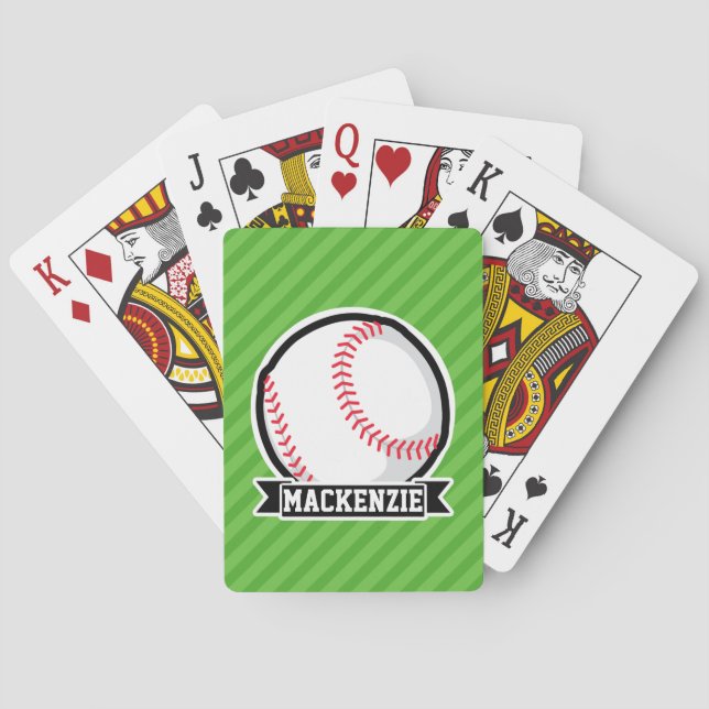 Baseball, Softball; Green Stripes Playing Cards (Back)
