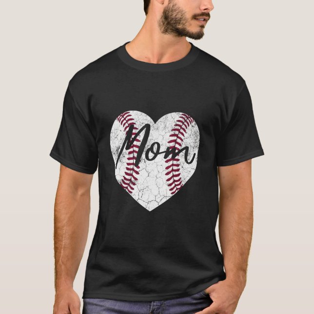 Baseball Softball He Mom Mother'S Day T-Shirt (Front)