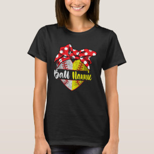 Baseball Softball Heart Ball Nannie Family Player  T-Shirt
