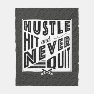 Baseball Softball Hustle Hit Never Quit Throw Fleece Blanket