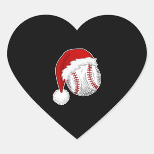 Baseball, Softball lovers - Xmas Santa Claus Hat Heart Sticker