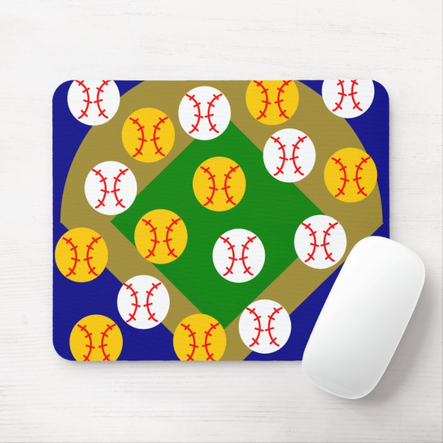 Baseball/Softball  Mouse Mat (With Mouse)