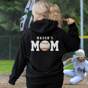Baseball Softball Mum Kid's Name Parent Black Hoodie