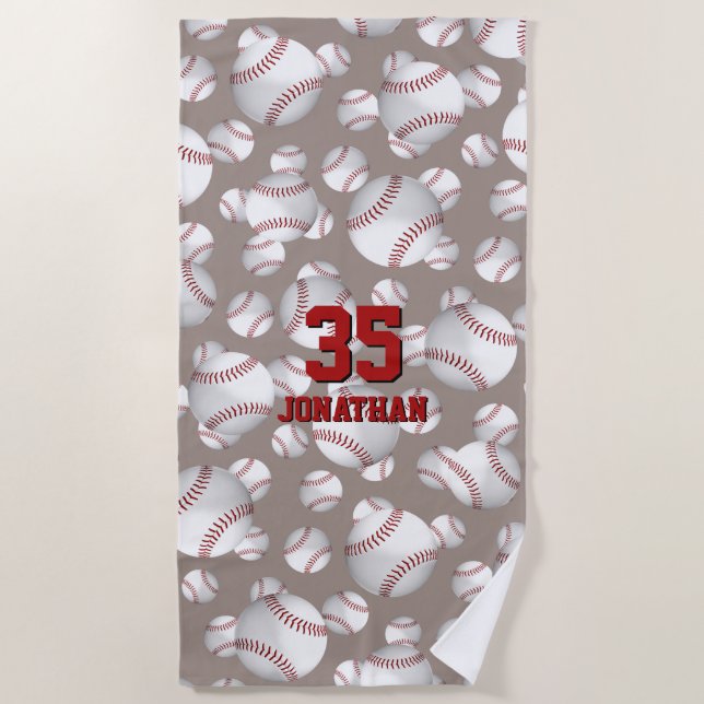 baseball softball pattern personalised beach towel (Front)