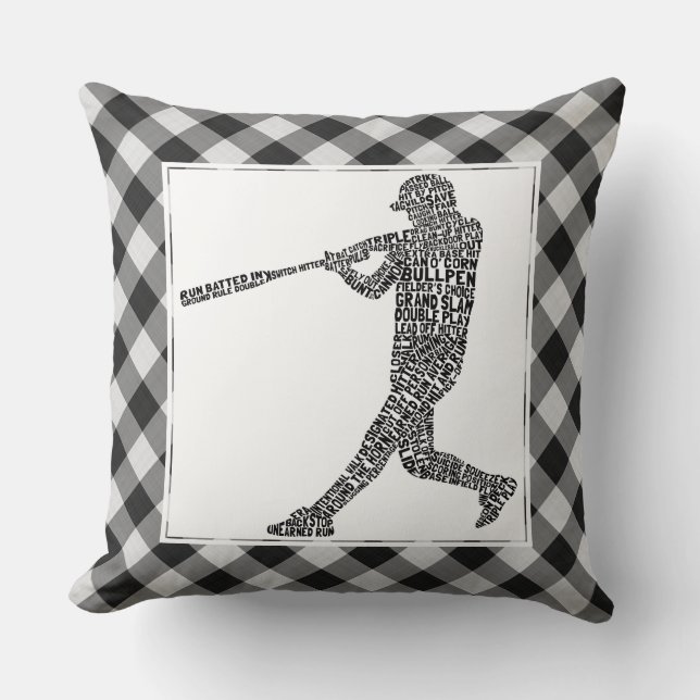 Baseball Softball Player Word Art Cushion (Front)