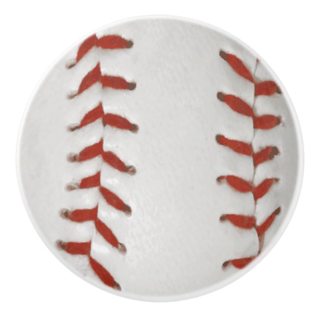 Baseball Softball Print Pattern Background Ceramic Knob (Front)