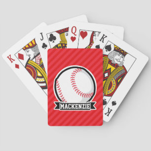 Baseball, Softball; Red Diagonal Stripes Playing Cards