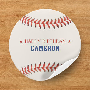 Baseball Softball Sport Happy Birthday Party Classic Round Sticker