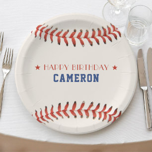 Baseball Softball Sport Happy Birthday Party Paper Plate
