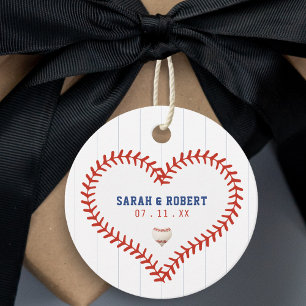 Baseball Softball Sport Heart Pinstripe Wedding Favour Tags
