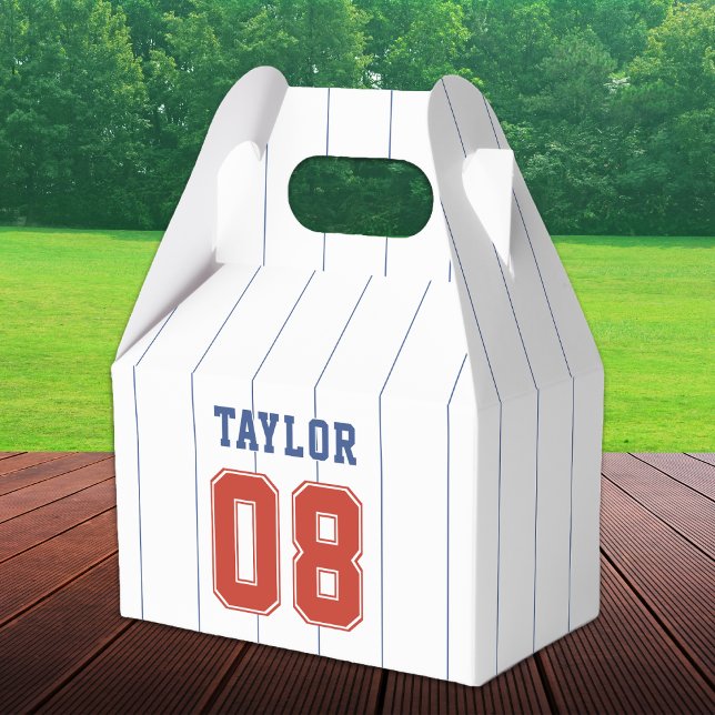 Baseball Softball Sport Pinstripe Birthday Party Favour Box (Baseball Softball Sport Pinstripe Birthday Party Favor Box)