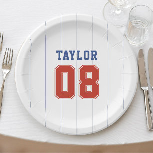 Baseball Softball Sport Pinstripe Birthday Party Paper Plate