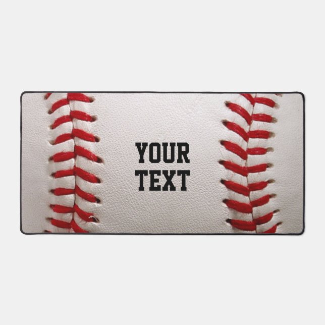 Baseball Softball Stitching Custom Text Desk Mat (Front)