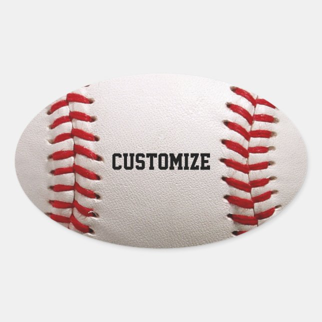 Baseball Softball Stitching Custom Text Oval Sticker (Front)