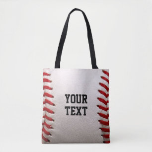 Baseball Softball Stitching Custom Text Tote Bag