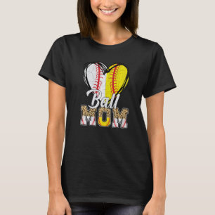 Baseball Softball  Vintage Ball Mom Leopard Women T-Shirt