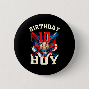 Baseball Splash Drip 10th Birthday Srts Lover Boy  6 Cm Round Badge