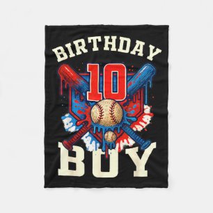 Baseball Splash Drip 10th Birthday Srts Lover Boy  Fleece Blanket