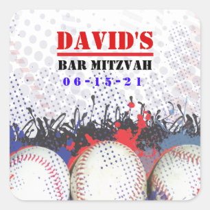 BASEBALL SPLATTER Bar Mitzvah Take Home Gift Tags