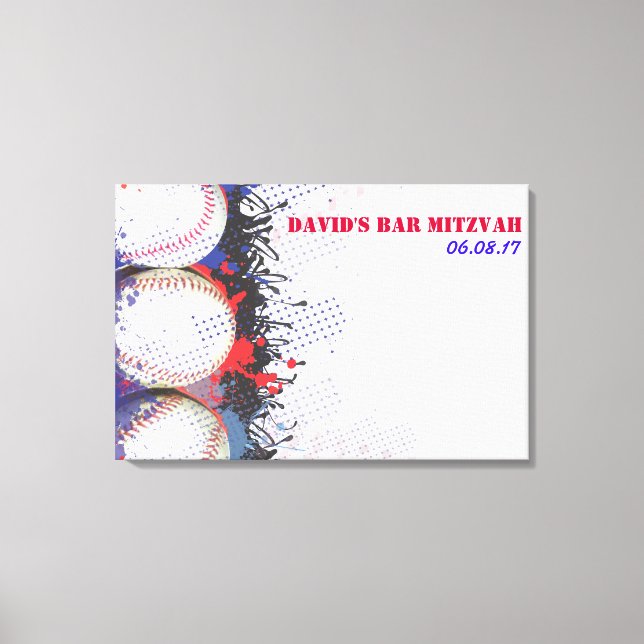BASEBALL Splatter Sign-In Memory Board Canvas Print (Front)