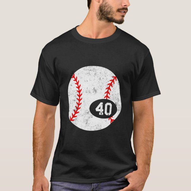 Baseball Sport 40 Jersey Number Distressed T-Shirt (Front)