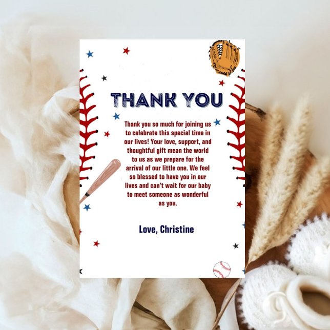 Baseball Sport Baby shower party Thank You Card (Creator Uploaded)