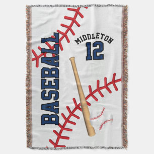 Baseball Sport Ball Design - Blue Throw Blanket