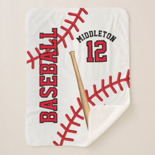 Baseball Sport Ball Design - Red Sherpa Blanket