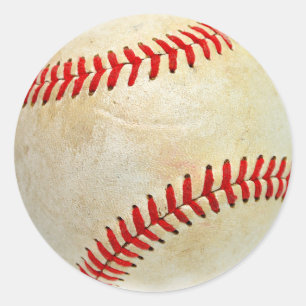 Baseball sport ball game play dirty old classic round sticker