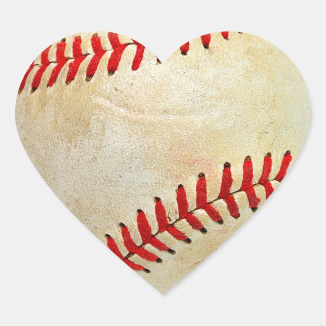 Baseball sport ball game play dirty old heart sticker (Front)