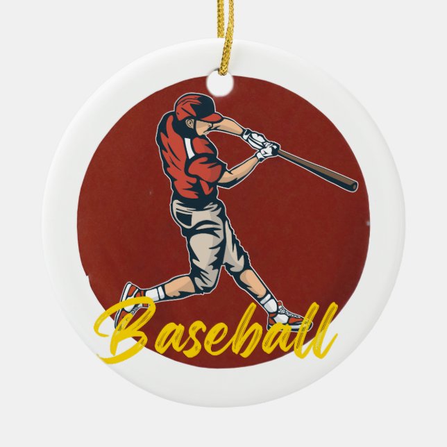 Baseball Sport Ceramic Tree Decoration (Front)