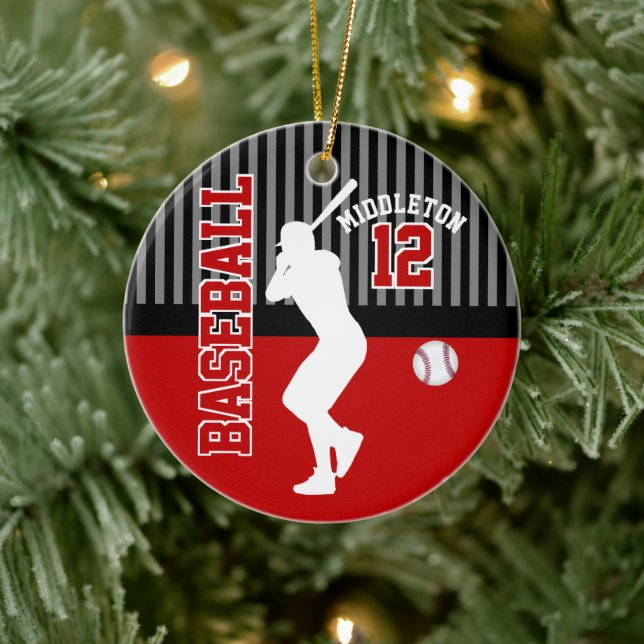 Baseball Sport - Dark Red Ceramic Tree Decoration (Tree)