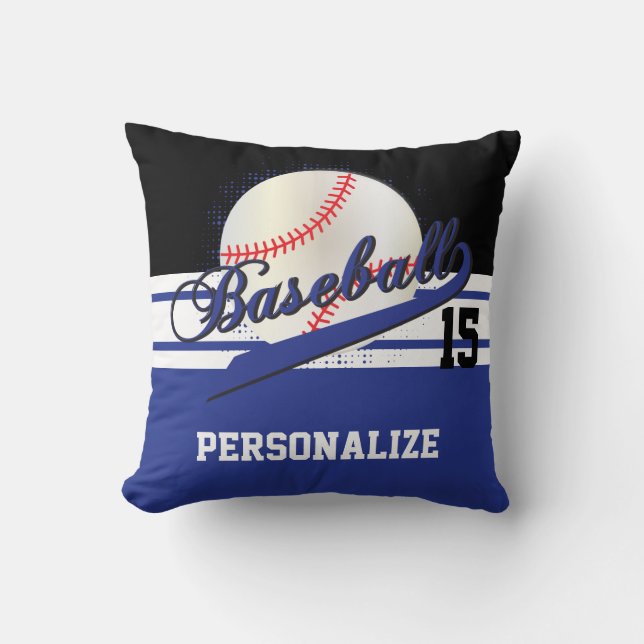 Baseball Sport | DIY Name & Number | Dark Blue Cushion (Front)