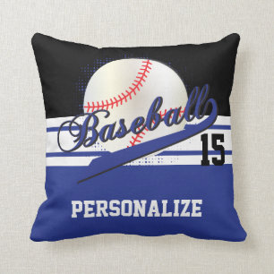 Baseball Sport DIY Name & Number Dark Blue Cushion