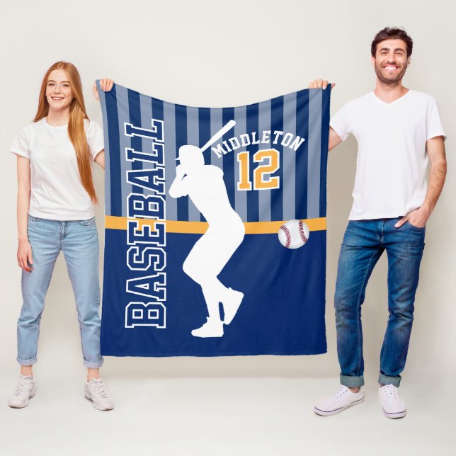 Baseball ⚾ Sport in Dark Blue and Gold Fleece Blanket (In Situ)